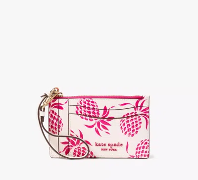 Kate Spade Morgan Pineapple Embossed Coin Card Case Wristlet In Gold