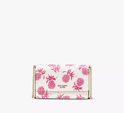 Kate Spade Morgan Pineapple Embossed Flap Chain Wallet In Pink