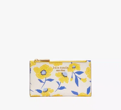 Kate Spade Morgan Sunshine Floral Small Slim Bifold Wallet In Cream
