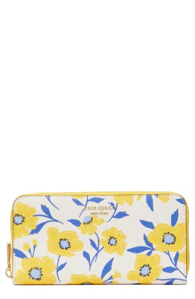 Kate Spade Morgan Sunshine Floral Wallet In Blue