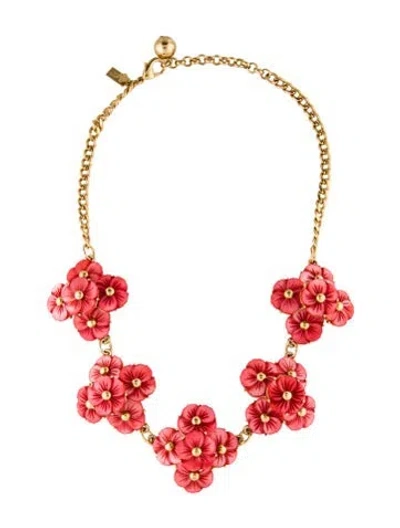 Pre-owned Kate Spade Mother Of Pearl Flower Station Necklace, 18" In Pink
