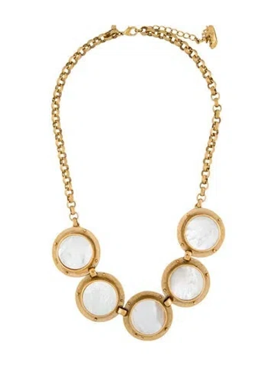 Pre-owned Kate Spade Mother Of Pearl Portholes 'all Aboard' Necklace, 26" In Multi