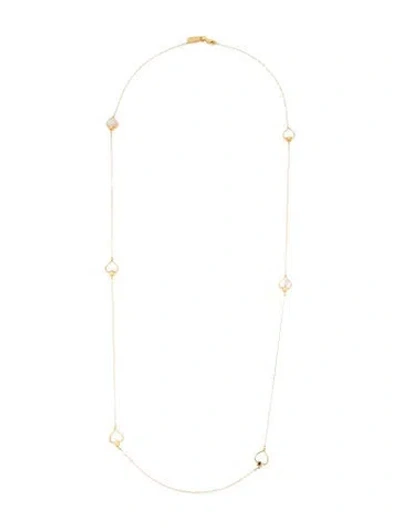 Pre-owned Kate Spade Mother Of Pearl Signature Spade Station Necklace, 32" In Multicolor