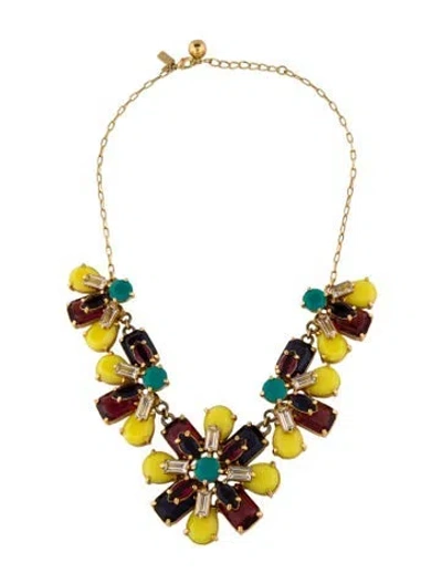 Pre-owned Kate Spade Multicolor Crystal Flower Motif Collar Necklace, 21"