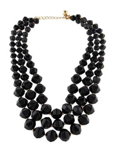 Pre-owned Kate Spade Multistrand Beaded Necklace, 21" In Black