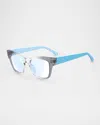Kate Spade Myno Cat Eye Blue Block Reading Glasses In Blue