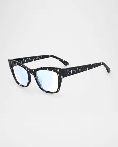 Kate Spade Myno Cat Eye Blue Block Reading Glasses In Black
