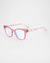 Kate Spade Myno Cat Eye Blue Block Reading Glasses In Pink