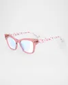 Kate Spade Myno Cat Eye Blue Block Reading Glasses In Pink