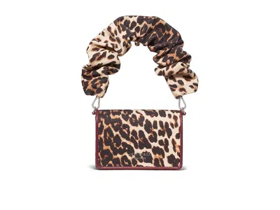 Kate Spade Natasha Downtown Leopard Fabric Card Case Crossbody With Scrunch Strap Wallet Handbags Leopard Multi In Brown