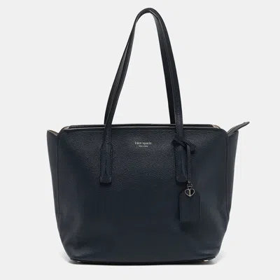 Pre-owned Kate Spade Navy Blue Leather Margaux Tote