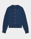 Kate Spade Nell Heart Button Wool-cashmere Cardigan In Planetary Navy