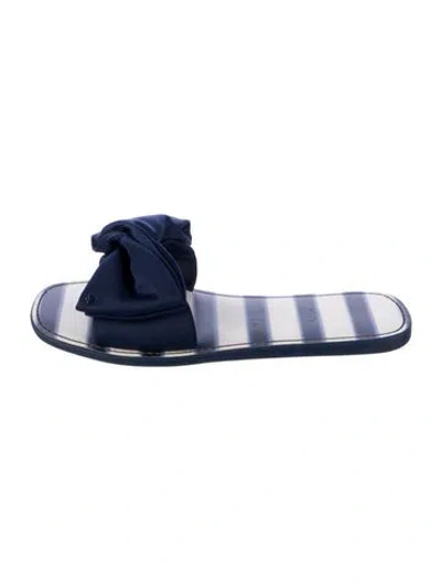 Pre-owned Kate Spade Neoprene Striped Slides In Blue
