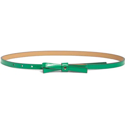 Kate Spade New York 12mm Patent Leather Shoestring Bow Belt In Green