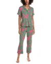 Kate Spade New York 2pc Crop Top & Pant Pajama Set In Green