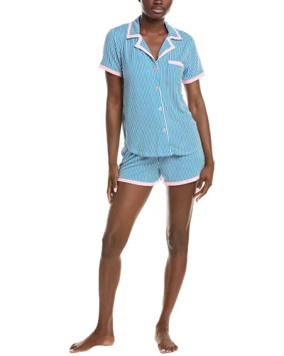 Kate Spade New York 2pc Shirt & Boxer Pajama Set In Blue