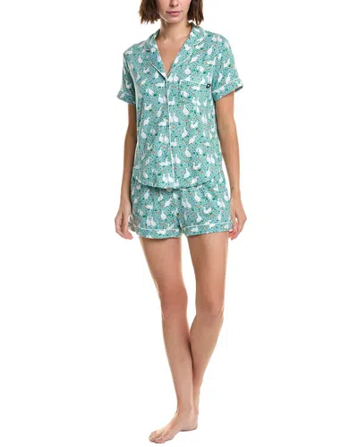 Kate Spade New York 2pc Top & Short Pajama Set In Green