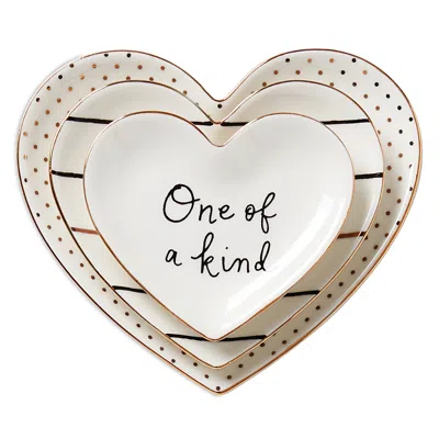 Kate Spade New York 3 Piece Catch All Heart Dishes In Black
