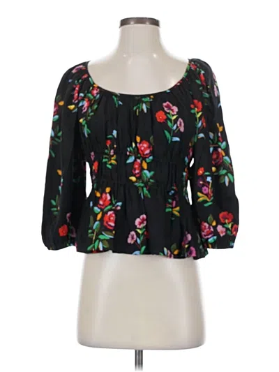 Pre-owned Kate Spade New York 3/4 Sleeve Silk Top Black Sweetheart Neckline Tops