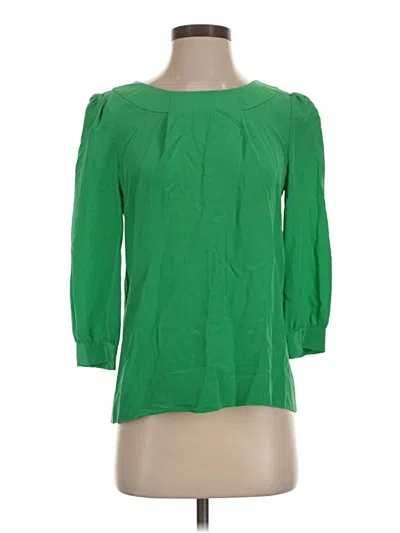 Pre-owned Kate Spade New York 3/4 Sleeve Silk Top Green Boatneck Tops