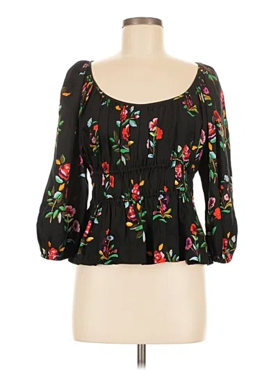 Pre-owned Kate Spade New York 3/4 Sleeve Top Black Sweetheart Neckline Tops