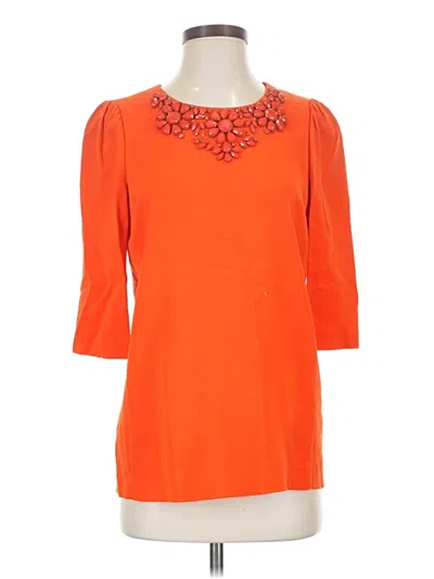 Pre-owned Kate Spade New York 3/4 Sleeve Top Orange Open Neckline Tops