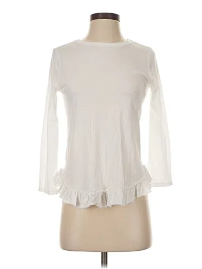 Pre-owned Kate Spade New York 3/4 Sleeve Top White Crew Neck Tops