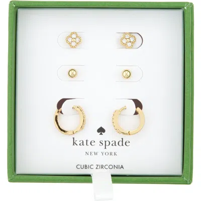 Kate Spade New York 3-pack Assorted Mini Stud & Hoop Earrings In Gold
