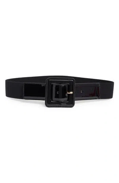 Kate Spade New York 45mm Stitched Feather Edge Waist Belt In Black/pale Polished Gold