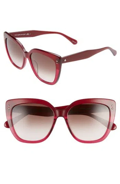 Kate Spade New York 55mm Kiyannas Cat Eye Sunglasses In Burgundy/brown Gradient