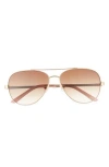 Kate Spade New York 58mm Avalines Aviator Sunglasses In Rose Gold/brown Gradient
