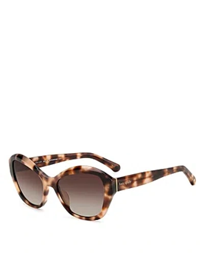 Kate Spade New York Aglaia 54mm Gradient Cat Eye Sunglasses In Havana/brown Polarized Gradient