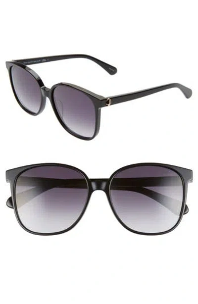 Kate Spade New York Alianna 56mm Rounded Cat Eye Sunglasses In Black/dkgrey Gradient