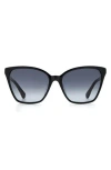 Kate Spade New York Amiyah 56mm Gradient Cat Eye Sunglasses In Black
