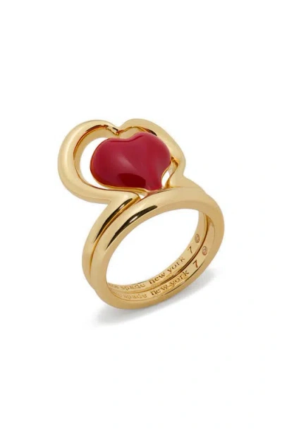 Kate Spade New York Amour Set Of 2 Heart Rings In Gold