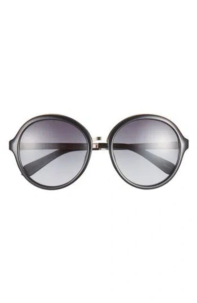 Kate Spade New York Annbeth 55mm Round Sunglasses In Shiny Black/grey Fuschia Ms