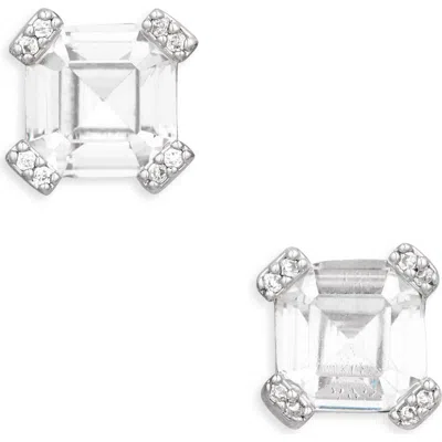 Kate Spade New York Asscher Cut Crystal Stud Earrings In Clear/silver