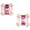 Kate Spade New York Asscher Cut Crystal Stud Earrings In Pink/gold