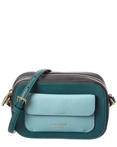 Kate Spade New York Ava Colorblocked Pebbled Leather Crossbody In Green