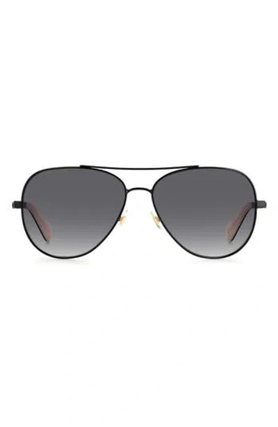 Kate Spade New York Avaline 2 58mm Polarized Aviator Sunglasses In Black