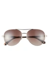 Kate Spade New York Averie 58mm Gradient Aviator Sunglasses In Gold Beige Havana/ Brown Sf