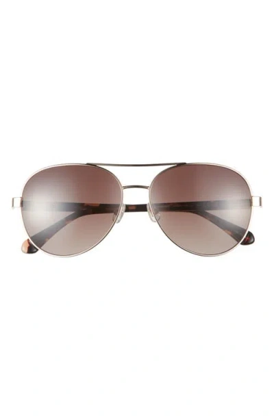 Kate Spade New York Averie 58mm Gradient Aviator Sunglasses In Gold Beige Havana/brown Sf