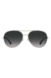 Kate Spade Averie 58mm Gradient Aviator Sunglasses In Palladium/grey Shaded