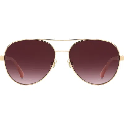 Kate Spade New York Averie 58mm Gradient Aviator Sunglasses In Red Gold/burgundy Shaded