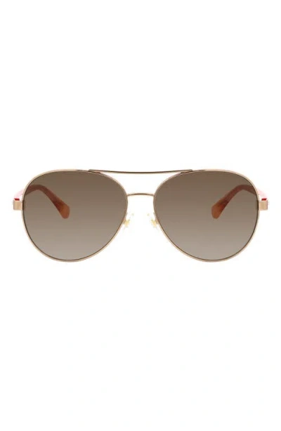 Kate Spade New York Averie 58mm Gradient Aviator Sunglasses In Rose Gold Soft Pink/brown Sf