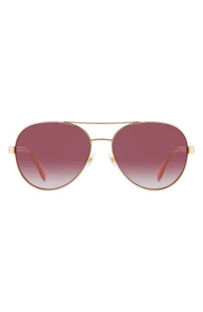 Kate Spade New York Averie 58mm Polarized Aviator Sunglasses In Burgundy