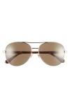 Kate Spade New York Averie 58mm Polarized Aviator Sunglasses In Gold Brown/bronze Polar
