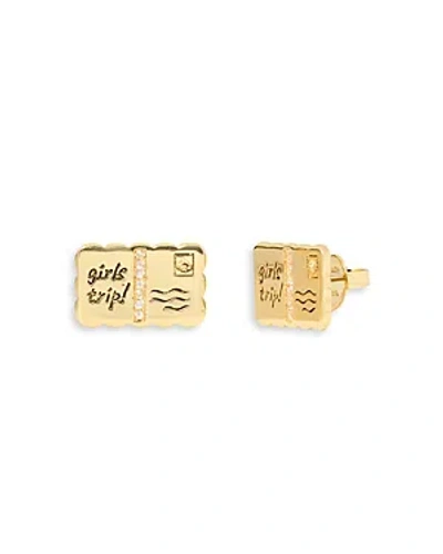 Kate Spade New York Away We Go Pave Postcard Stud Earrings In Gold