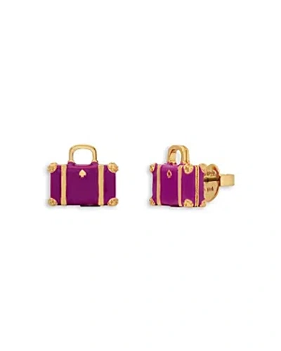 Kate Spade New York Away We Go Suitcase Stud Earrings In Purple