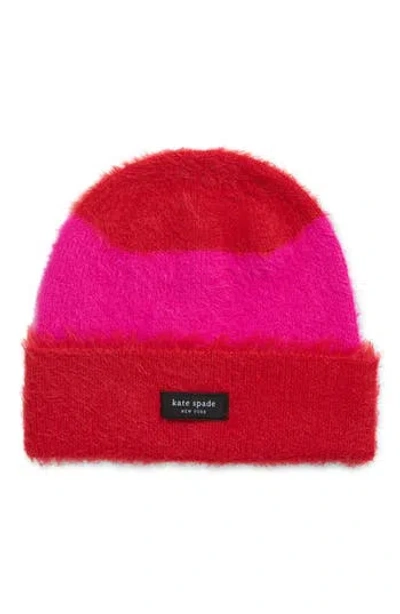 Kate Spade New York Awning Stripe Fuzzy Beanie In Multi